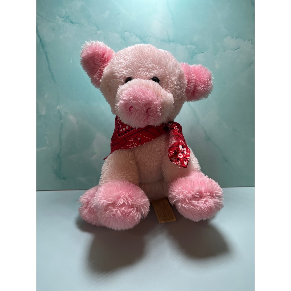 Dan Dee Collector's Choice Pink Pig Plush Stuffed Animal Red‎ Bandana Toy